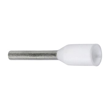 0,75 HVIT ST. Endehylse, isolert, stor krave, 0,75mm², 8mm, hvit