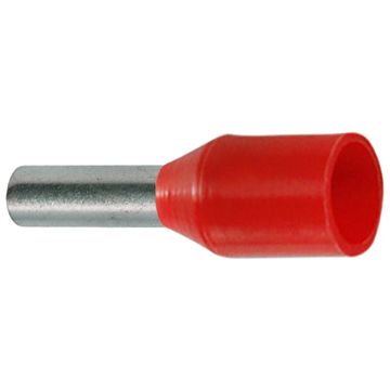 10 RØD. Endehylse isolert, 10mm², 12mm, RØD, DIN