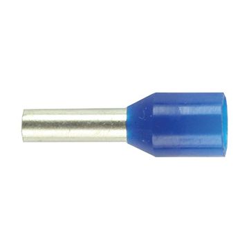 2,5 BLÅ ST. Endehylse isolert, stor krave, 2,5mm², 12mm, BLÅ