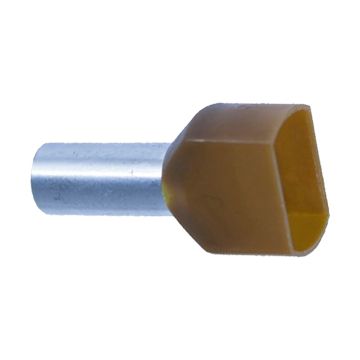 10 BRUN TVILL. Endehylse isolert, tvilling 2x10mm², lengde 14mm, BRUN, TM