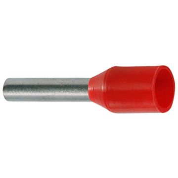 1,0 RØD C. Endehylse isolert, 1,0mm², 8mm, RØD, DIN+TM