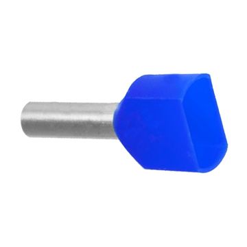 0,75 BLÅ TVILL. Endehylse isolert, tvilling 2x0,75mm², 8mm, BLÅ, TM