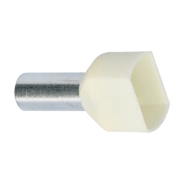 10 TVILL Endehylse isolert, tvilling 2x 10mm² 14mm lang, elfenben