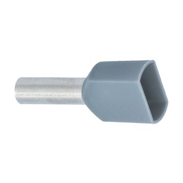 0,75 GRÅ TVILL. Endehylse isolert, tvilling 2x0,75mm², 8mm, GRÅ, DIN