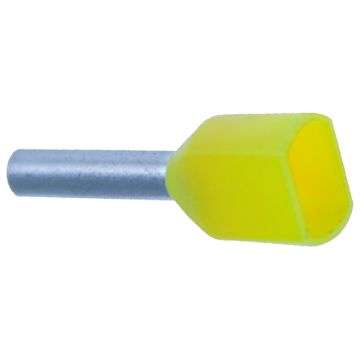 1,0 TVILL. Endehylse isolert, tvilling 2x1,0mm², 8mm, GUL