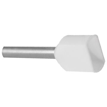 0,5 HVIT TVILL. Endehylse isolert, tvilling 2x 0,5mm² 8mm, HVIT, DIN+TM